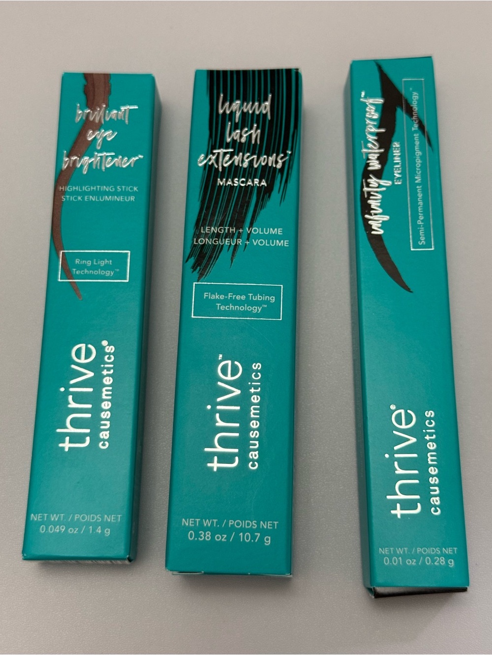 Thrive Causemetics 3-Step Eye Set Mascara Eyeliner Brightener Muna Black